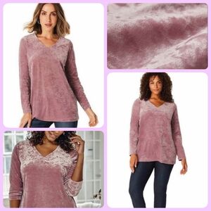 NWOT J.Jill Pink Crushed Velvet Tunic Pullover